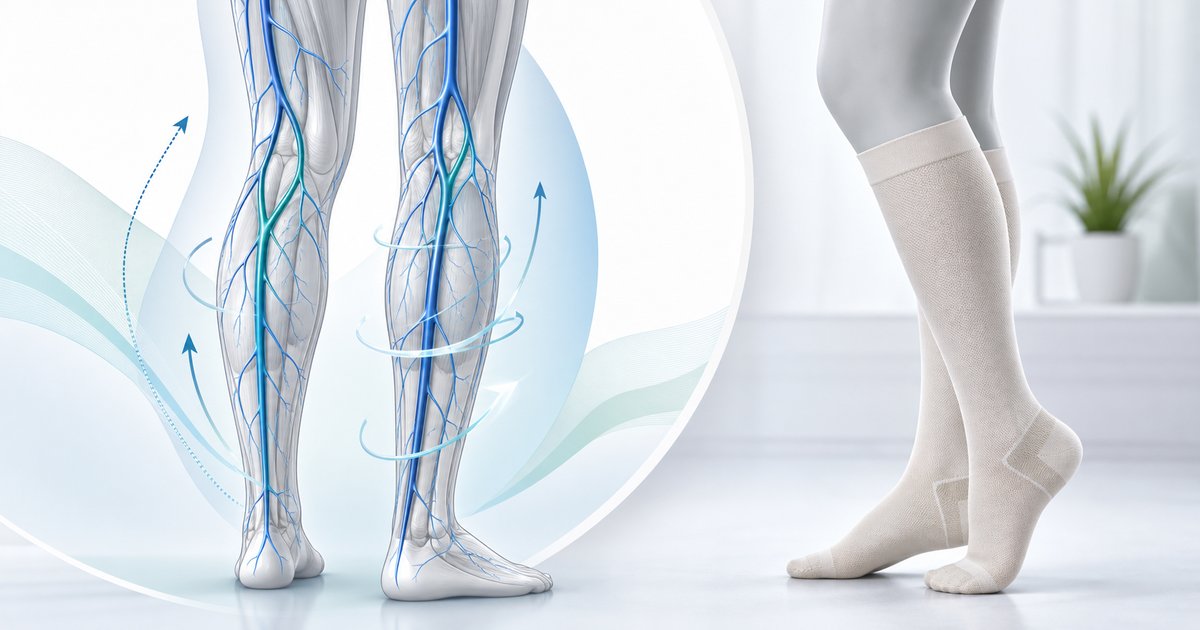 Ilustração sóbria sobre trombose e circulação nas pernas no pós-operatório